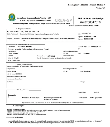 ART para regularização empresa